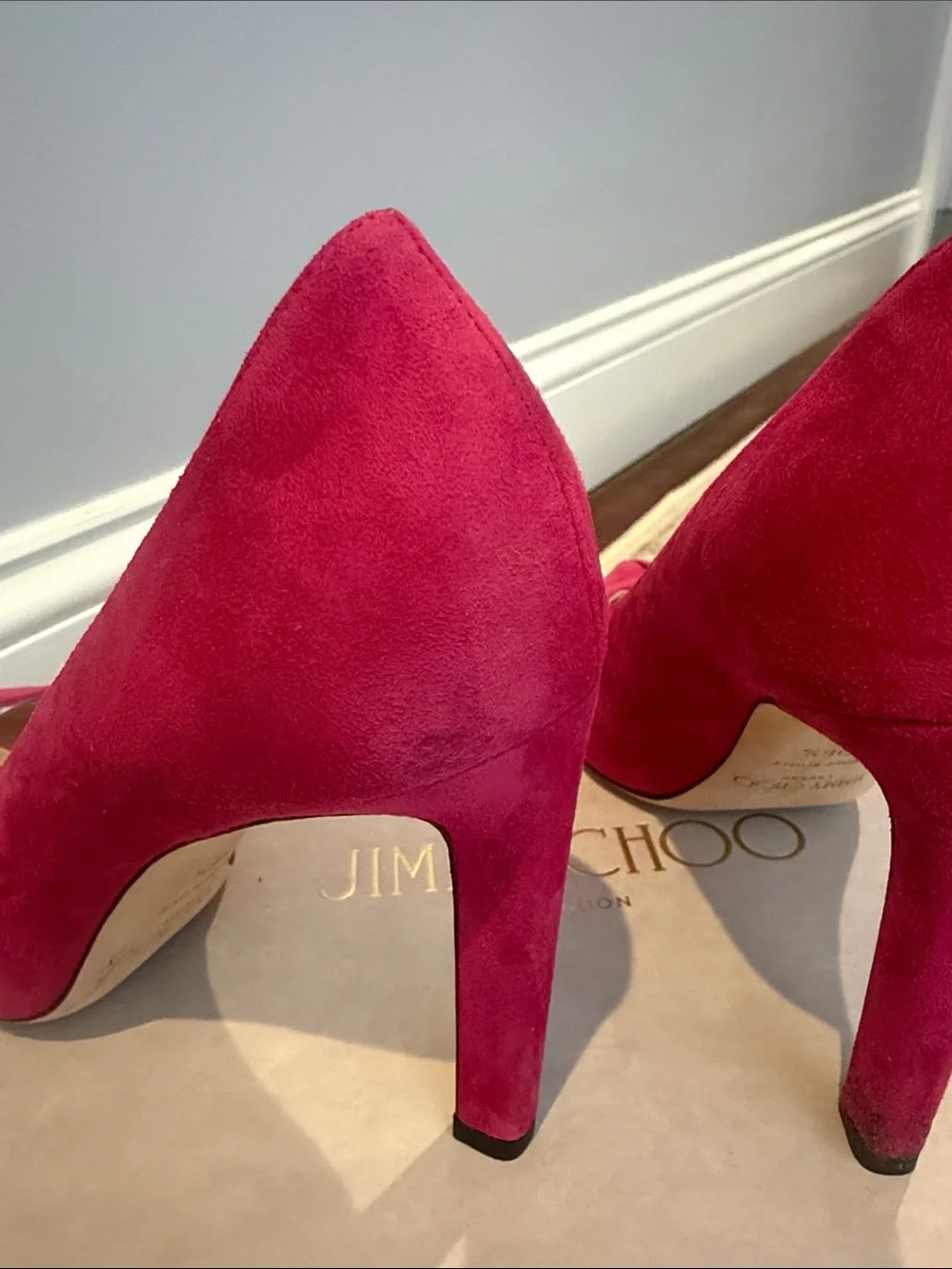 Jimmy Choo Fuchsia Suede Pointed-Toe Stiletto Pumps